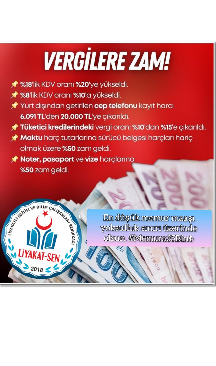 En düşük memur maaşı yoksulluk sınırı üzerinde olsun. #Memura35Bin₺