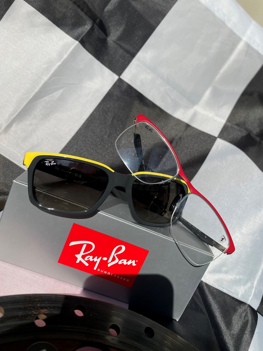 theeyeplace's tweet photo. Heading past Towcester on your way to Silverstone? Stop by our practice to browse our range of Ray-Ban frames, including exclusive frames in partnership with @ScuderiaFerrari 🏁
#Silverstone #Ferrari #Formula1 #F1 @ray_ban #sunglasses #glasses #LH44 #MV1 #CL16 #CS55 #GrandPrix https://t.co/x0CMTVGspW