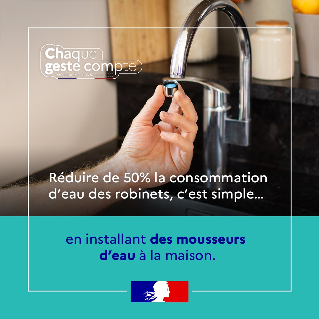 Prefet_48's tweet photo. #PréservonslEau #ChaqueGesteCompte en #Lozère #LeSaviezVous❓Installer des mousseurs d'eau, c'est  réduire de 50  % votre consommation d'eau.  
Cet été☀️, ayons tous les bons réflexes pour préserver nos ressources en #eau ! 
➡️https://t.co/PhRKAoe0kN https://t.co/Ol46fUGlzh