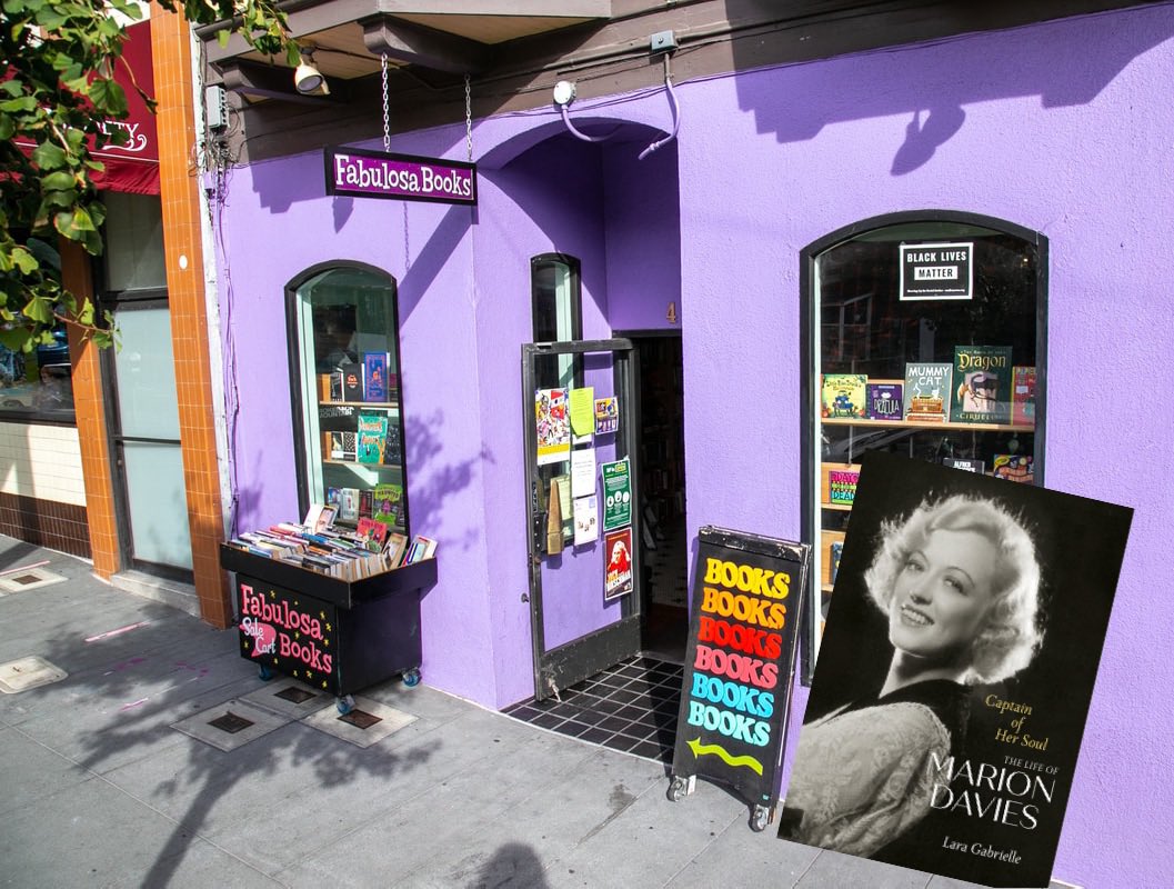 backlotsfilm's tweet photo. July 13 at 6 PM! Fabulosa Books is a great business to support. An independent bookstore, LGBTQ+-owned, with a community vibe and a neighborhood mindset. If youโre in town for @sfsilentfilm, come on down the street to hear about Marion Davies between movies! #SFSFF #TCMParty https://t.co/xm9FHVmXiK