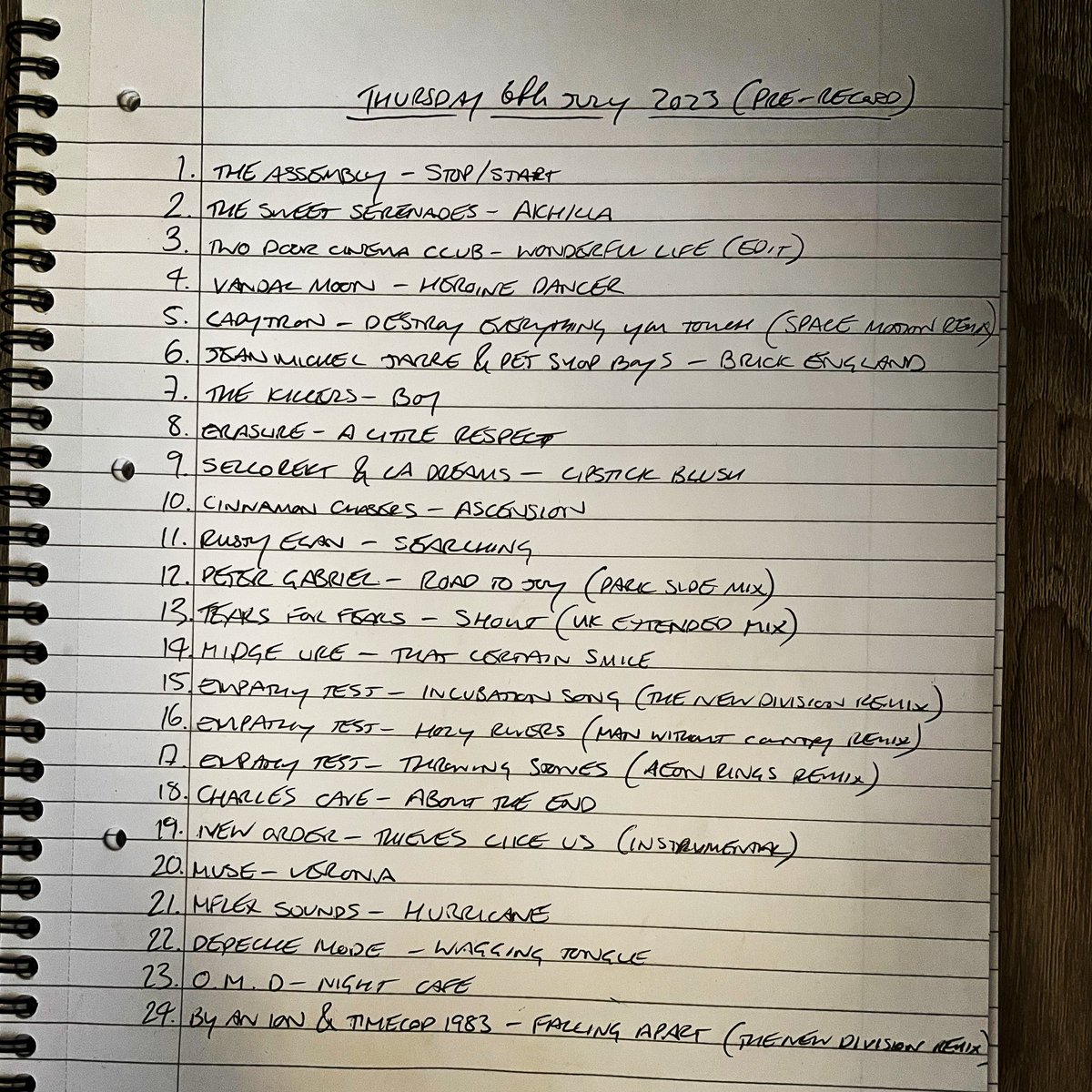 RadioLeggy's tweet photo. Tonight on Helen’s Mixtape broadcast on @365radiodotco we had tracks from #theassembly @sweetserenades @TDCinemaClub @VandalMoon #ladytron @SpaceMotion @jeanmicheljarre @petshopboys @thekillers @erasureinfo @sellorekt @CinnamonChasers @DJRustyEgan @itspetergabriel @tearsforfears https://t.co/wKOxlpEdFM