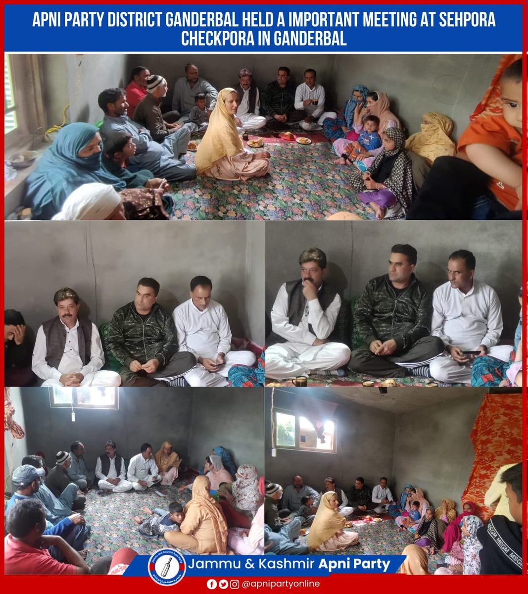 Apnipartyonline's tweet image. Apni Party Ganderbal District held a crucial meeting chaired by Javid Ahmad Mir, discussing grassroots strengthening for the upcoming elections. Emphasis on reaching people with the party's unbiased agenda to garner support. 

#ApniParty #PartyStrength #ElectionPreparation"