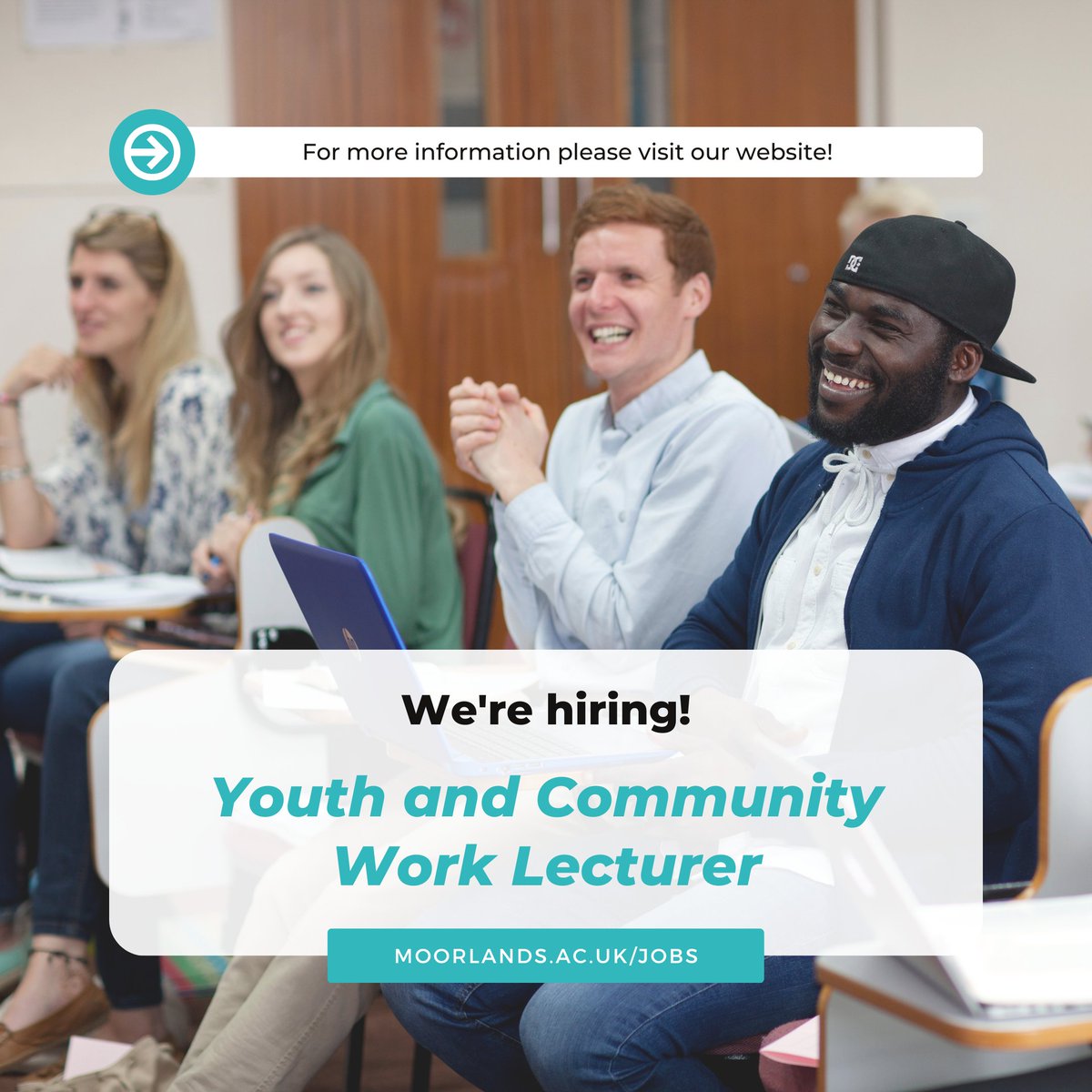 MoorlandsColl's tweet photo. We are pleased to announce an opportunity for a Youth and Community Work Lecturer to join our academic team.

Are you, or do you know someone, suitable for this role? Please pass on the information to them: https://t.co/XZ2MIIpElQ https://t.co/cEb3IChqlk