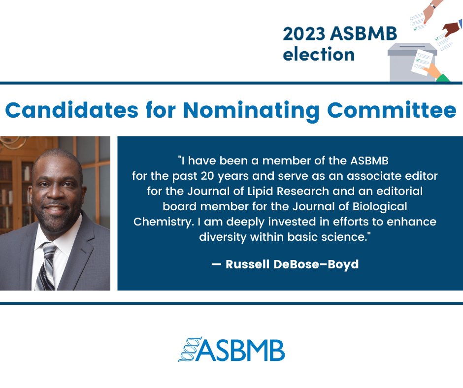 ASBMB's tweet photo. @kna6662 #ASBMBelections, Nominating Committee | "I ... currently serve as an associate editor for @JlipidRes and an editorial board member for @jbiolchem. I am deeply invested in efforts to enhance diversity within basic science." —@RussDeBo
https://t.co/wWtBNgCOfV https://t.co/PccuR4ExM9