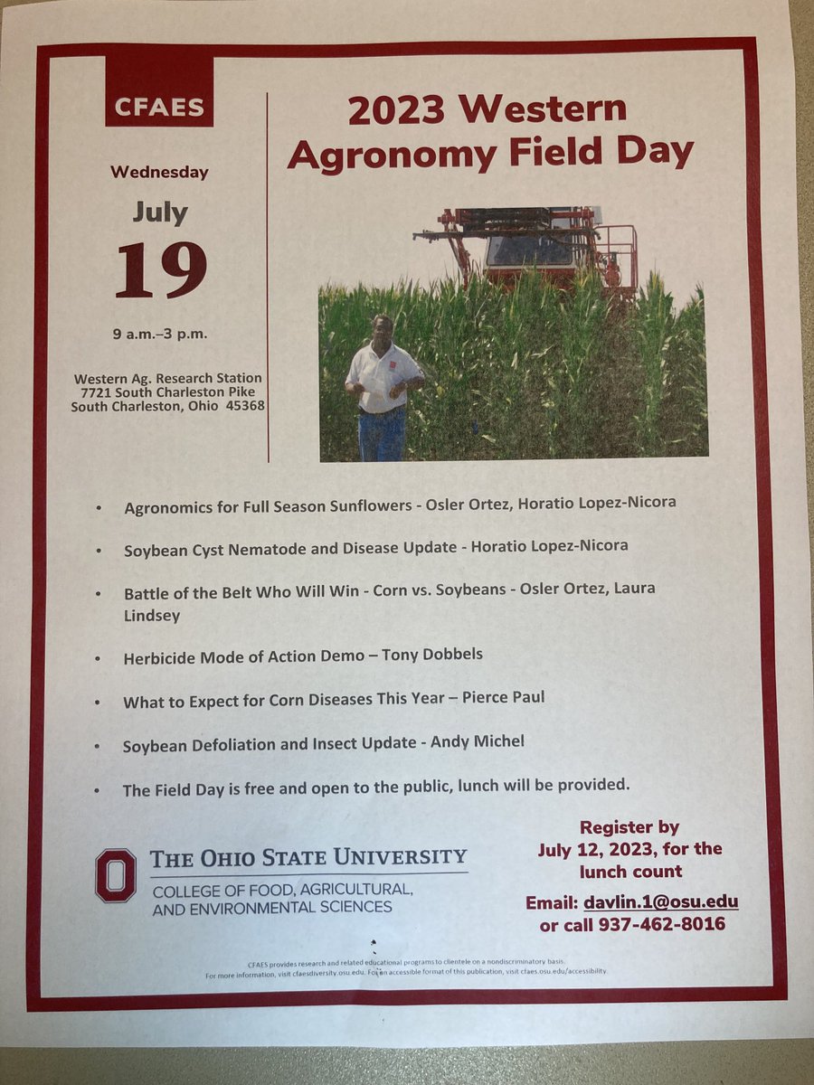 JoeDavlin's tweet image. We are having the annual Western Agronomy field day on Wednesday July 19, 2023. There is a really great program planned, hope to see you on the 19th!