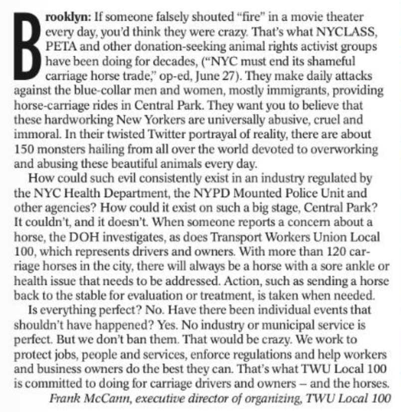 🐎Great letter to the editor of <a href="/NYDailyNews/">New York Daily News</a> in today's paper! 

nydailynews.com/opinion/ny-let…

<a href="/JustinBrannan/">Justin Brannan</a> <a href="/Lynn4NYC/">Lynn Schulman 舒曼琳</a> <a href="/OswaldFeliz/">Oswald Feliz</a> <a href="/galeabrewer/">Gale A. Brewer</a> <a href="/CMShaunAbreu/">Council Member Shaun Abreu</a> <a href="/CMCarlinaRivera/">NYC Council Member Carlina Rivera</a>  <a href="/JulieMenin/">Julie Menin</a> <a href="/CMChiOsse/">Council Member Chi Ossé</a> <a href="/CMRitaJoseph/">Rita C. Joseph</a> <a href="/CMCrystalHudson/">Council Member Crystal Hudson</a> <a href="/CMJenGutierrez/">CM Jen Gutiérrez</a> <a href="/NYCSpeakerAdams/">Adrienne Adams</a> <a href="/CabanD22/">Council Member Tiffany Cabán (D22)</a> <a href="/ebottcher/">Erik Bottcher</a>