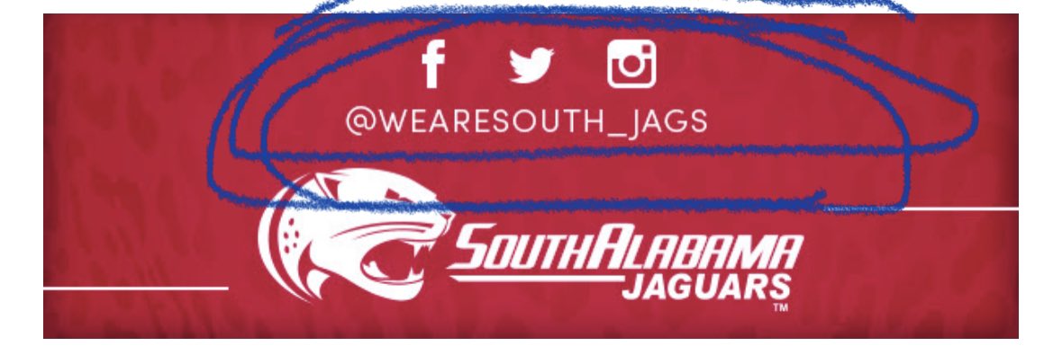 jp5380's tweet photo. @SouthAlabama - this is not an account on any of these platforms?  What is the correct account? https://t.co/hXdtr5eDXR