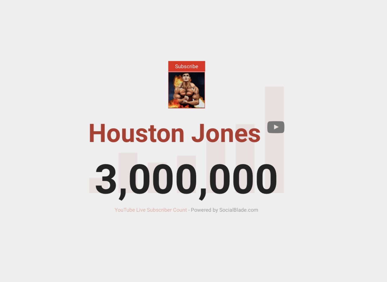Houston Jones on Twitter "Thanks for 3 million subscribers! It’s crazy