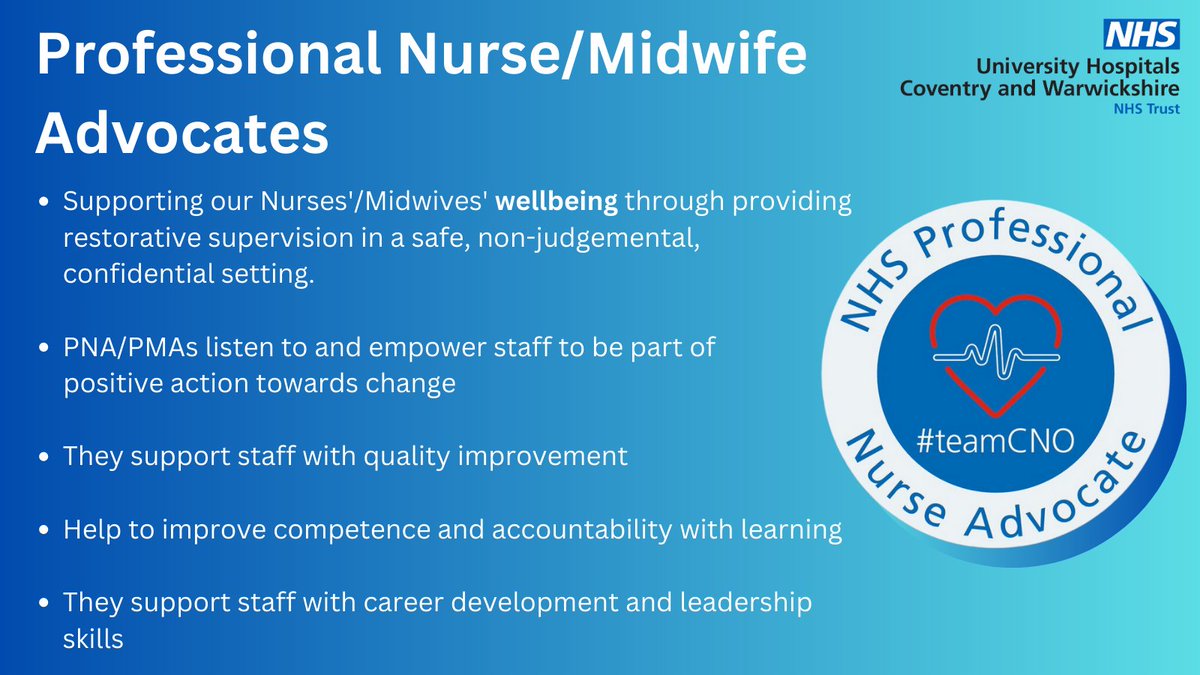 Central to our new NMAHP Strategy in our Wellbeing standard are our wonderful Professional Nurse &amp; Midwife Advocates – A role launched with the intention of improving the patient experience through enhanced quality of care delivered by a resilient, valued, and confident workforce