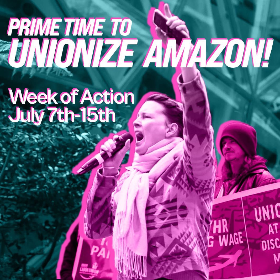 wrkrsstrikeback's tweet photo. Workers Strike Back is going all out to support unionizing Amazon workers at the largest air hub in the country, known as KCVG, during our “Prime Time to Unionize Amazon” Week of Action, July 7-15! https://t.co/xIIcIc8ZEJ