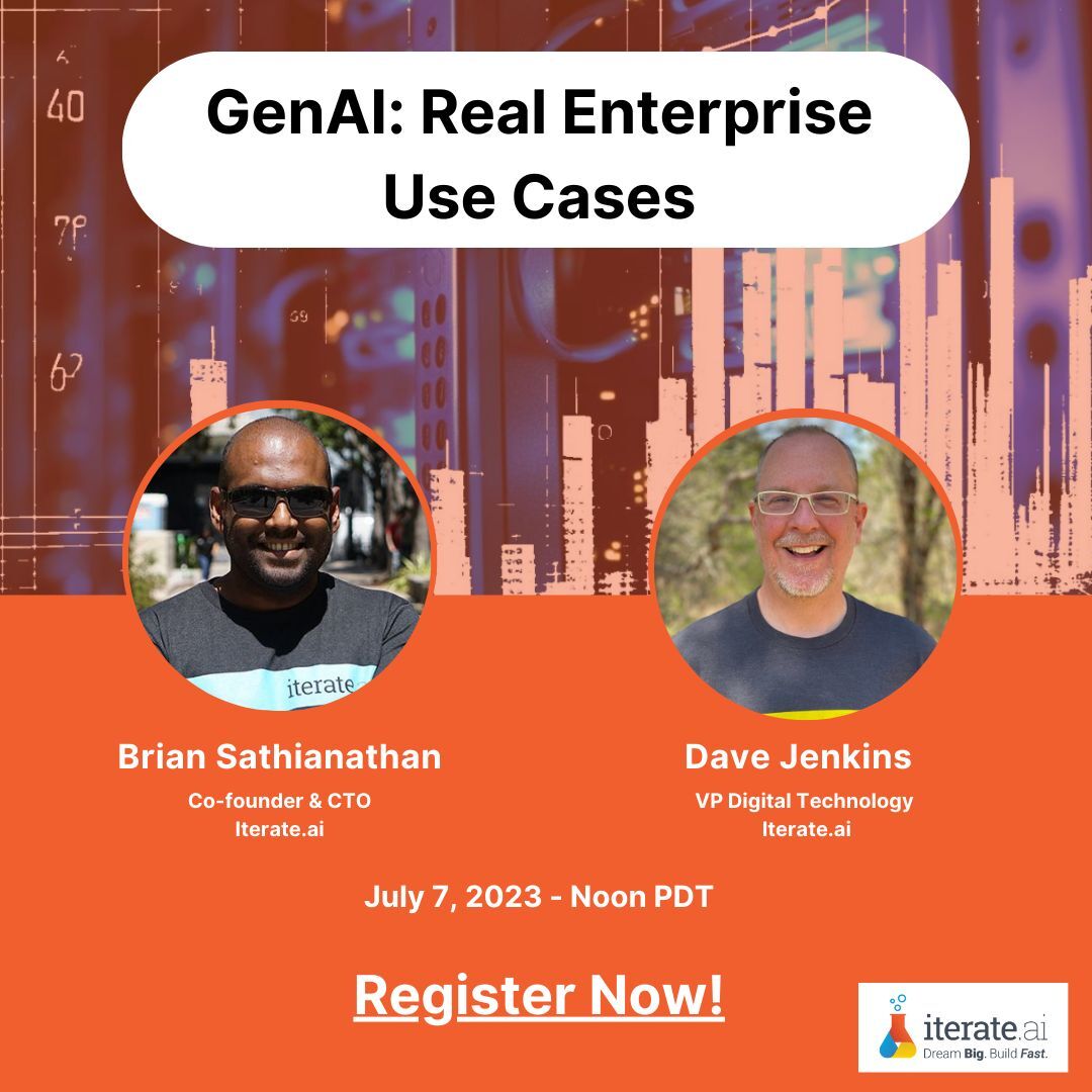 IterateAI's tweet image. It&apos;s not too late to sign up for today&apos;s webinar...

Don&apos;t miss out on an opportunity to see real-world #GenerativeAI examples in action. 

📍bit.ly/43eHF67

#GenAI #AIforEnterprise #LowCode