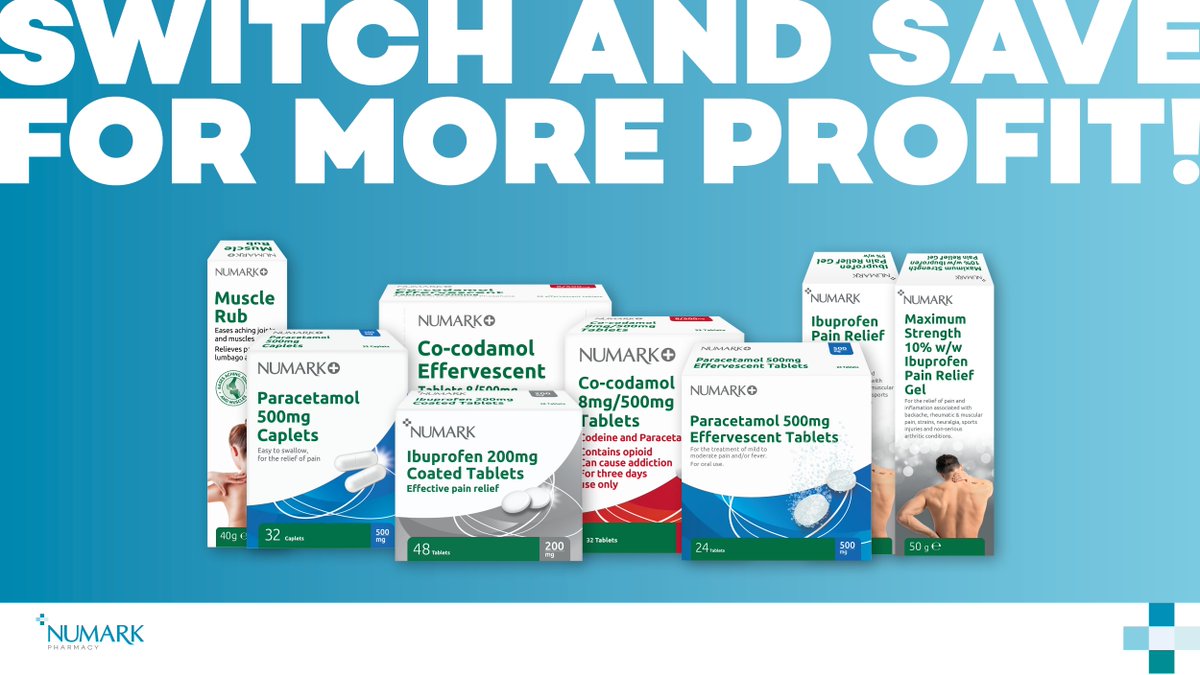 Did you know that pain relief holds a whopping 34% share of space within total medicines across both P and GSL? 

Don't forget to consider offering own brand as an alternative to the big household brands!

Order now at: numarknet.com/numark-brand