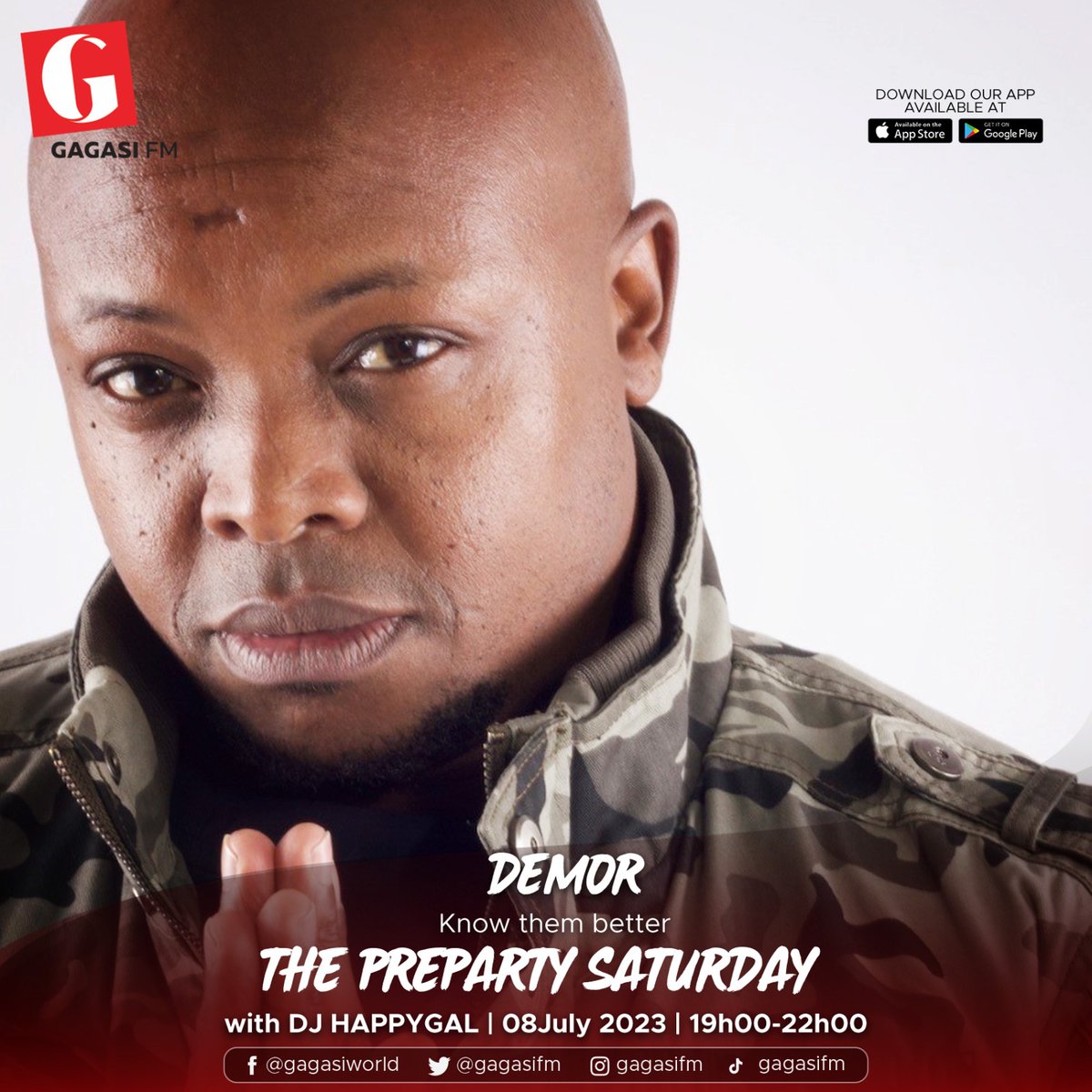 gagasifm's tweet photo. Catch @IamDemor on #ThePreParty with Dj Happygal tonight.🔥

#KnowThemBetter
#GagasiFM https://t.co/5B3zfv436H
