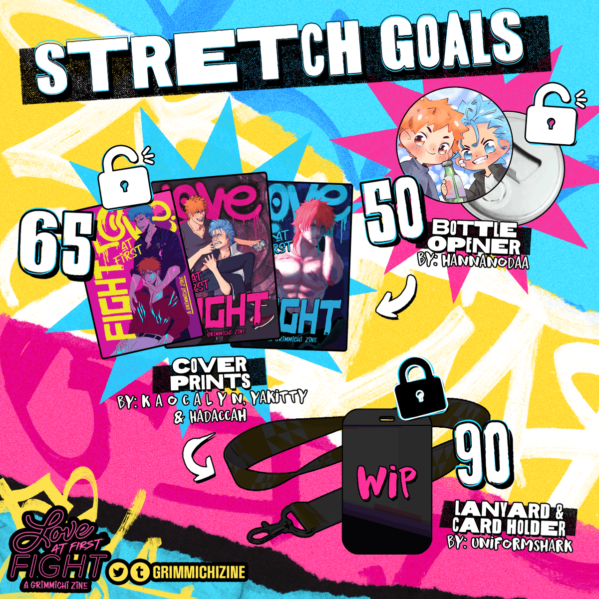 grimmichizine's tweet photo. 🔥 STRETCH GOAL UNLOCKED 🔥

We've unlocked our next stretch goal - prints of each of our zine covers! Our next stretch goal is a lanyard and card holder. Can you help us get there?

🛒 https://t.co/aW9TsQx47l https://t.co/Bdm1OZkrv7