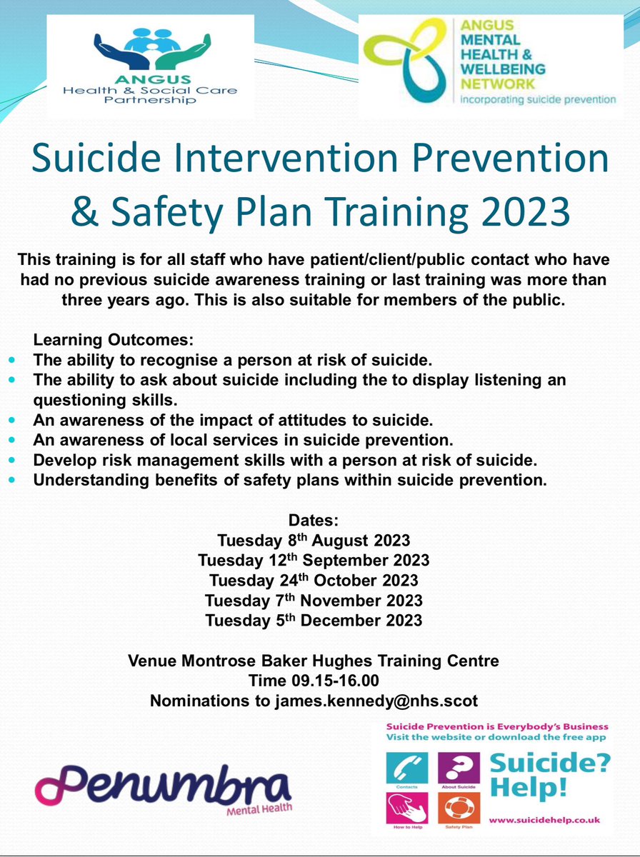 Remaining dates for 2023 for this invaluable training.  Also suitable for members of the public.