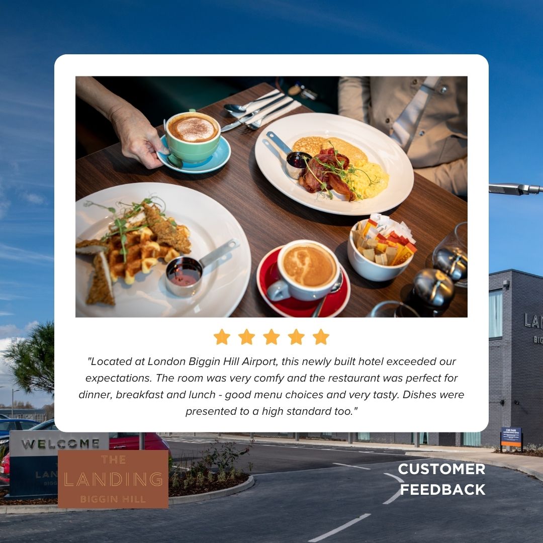 We love sharing your feedback for #FeedbackFriday! ⭐️ Our team were delighted to receive this excellent customer review recently; highlighting the exceptional service we strive to deliver for every guest at The Landing. #BigginHill #Hospitality #Hotel #Bromley #BizAv