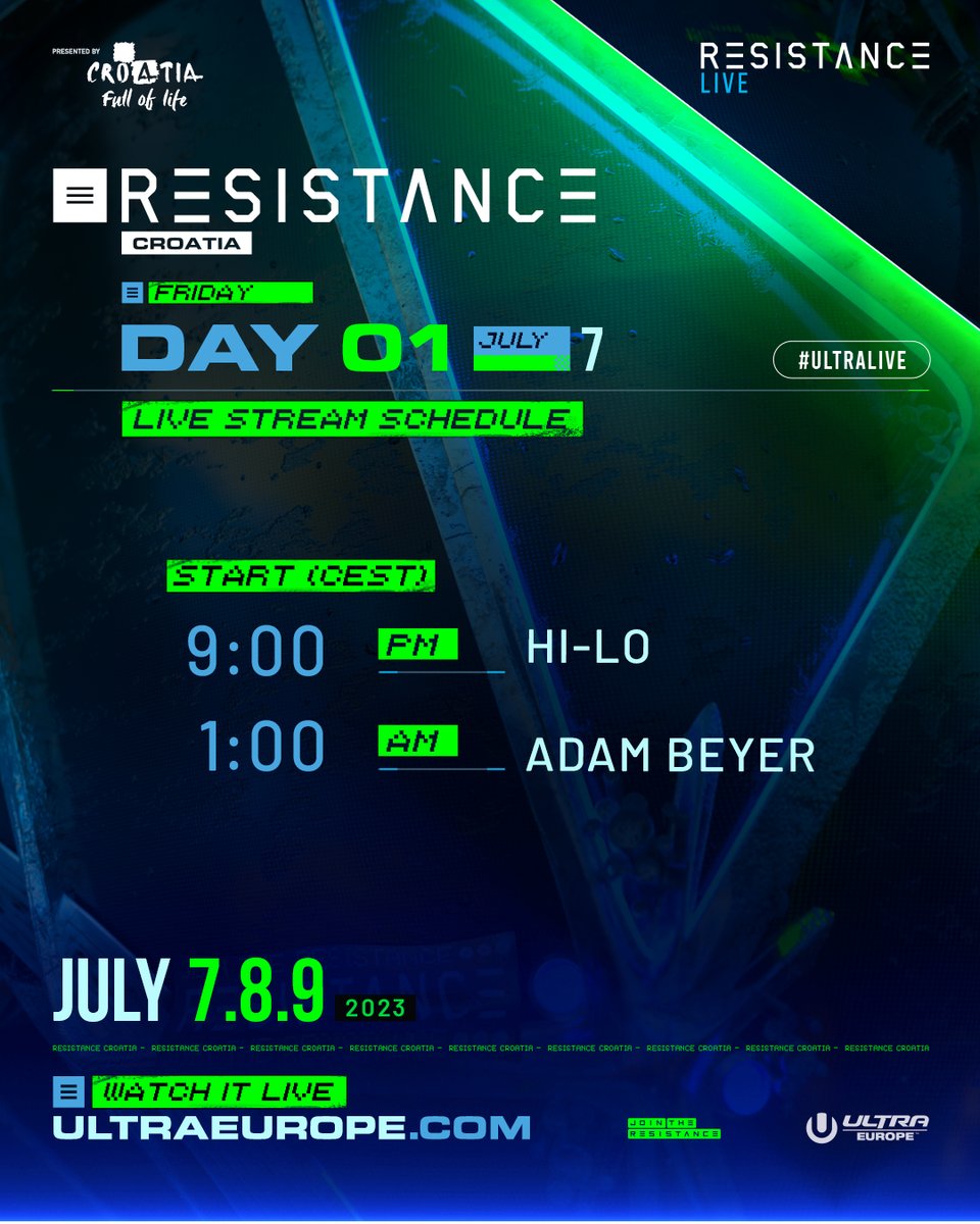 Our journey through Croatia begins today at @UltraEurope! Make sure to tune in to Day 1 at 11PM for #ULTRALIVE and at 9PM CEST for #RESISTANCELive at ultraeurope.com or the official @umftv YouTube channel!