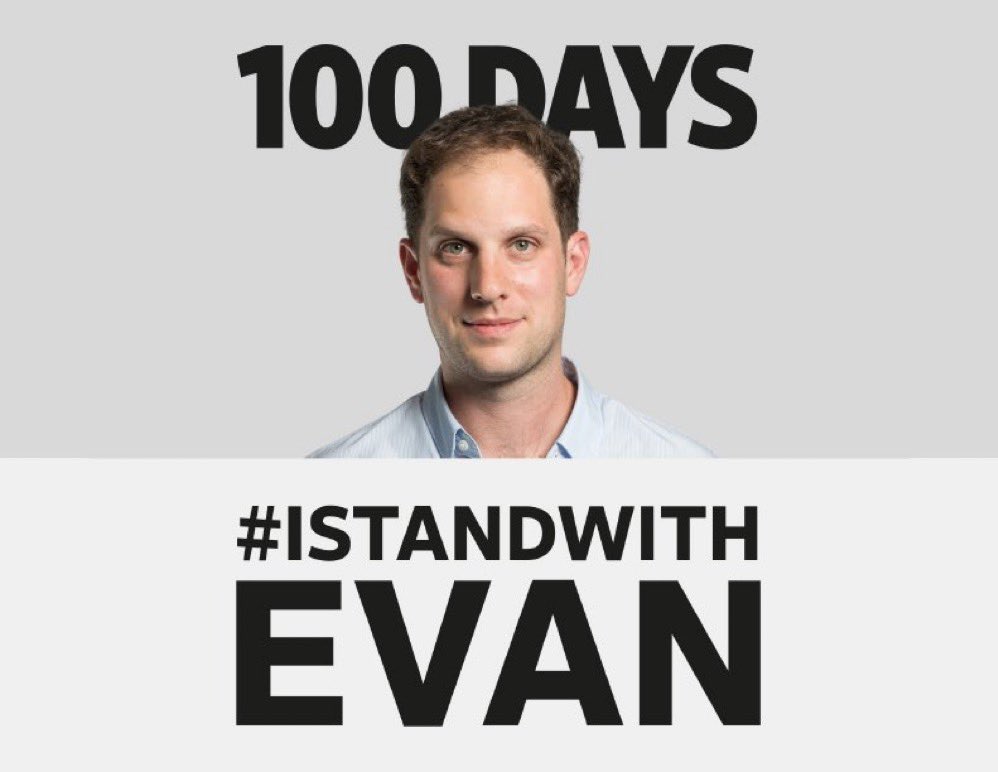 ideasplace's tweet photo. Today marks 100 days since our colleague at the Wall Street Journal, Evan  Gershkovich, was arrested on spying charges whilst working as a reporter in Russia.
The 32 year old's arrest has been called an attack on Journalism and the free press.   #IStandWithEvan https://t.co/HPkTrM4Ywe
