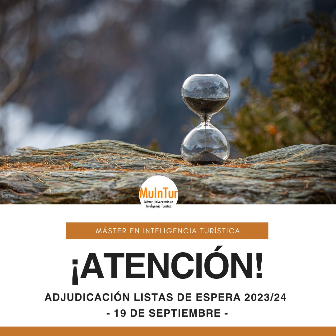 masterInTur's tweet photo. 👉Para nuestros futuros alumnos:
 
⚠️Hoy se publicarán las adjudicaciones de plazas en listas de espera⚠️

👉Para interesados en poder matricularse

⚠️Hoy último día para presentar reclamaciones a los resultados de preinscripción de la Fase 3⚠️ https://t.co/DTVvRtFgjH