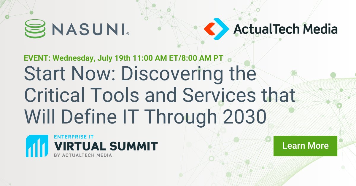 Nasuni's tweet image. Join @actualtechmedia &amp;amp; @Nasuni on 7/19 to explore the future of data infrastructure and learn how to transition away from on-premises file systems. ☁️

🌟 Register today: bit.ly/3POuNjR #Nasuni #FileData #Modernization #DataInfrastructure #CloudSolution #DataManagement