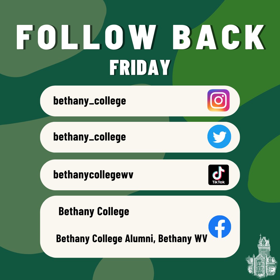 It's Follow Back Friday! Join the Bethany College community as we connect, engage, and celebrate all of our amazing followers! Follow us today, and let's build meaningful connections together. #ONEBethany #FollowBackFriday