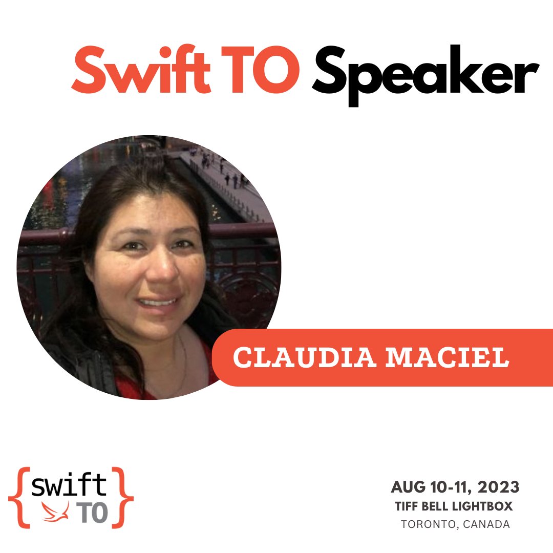 swiftconfto's tweet image. We&apos;re thrilled to have @coder_pilot (Claudia Maciel) joining us to speak about design tips for developers. Fun fact - Claudia also spoke at one of our online SwiftUI Jam doing events while the conference planning was on hiatus. It will be great to meet in person!