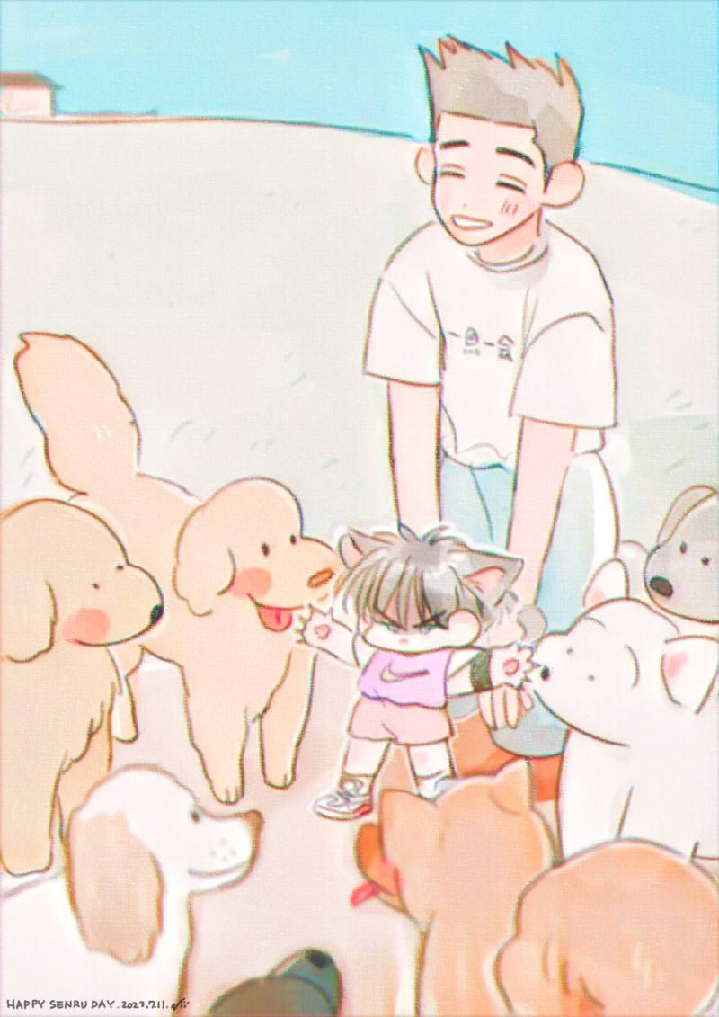 Niiiii711's tweet photo. 【仙流7days④】おにショタせんるにゃん！
仙「みんなと仲良くね☺️」
流「・・・（センドはおれがまもる）」
🐶🐶🐶🐈‍⬛☺️🐶🐶🐶
#SENRU7Days
#HappySenruDay
#仙流の日
#仙流の日2023
#仙流 https://t.co/P5PxUZdboA