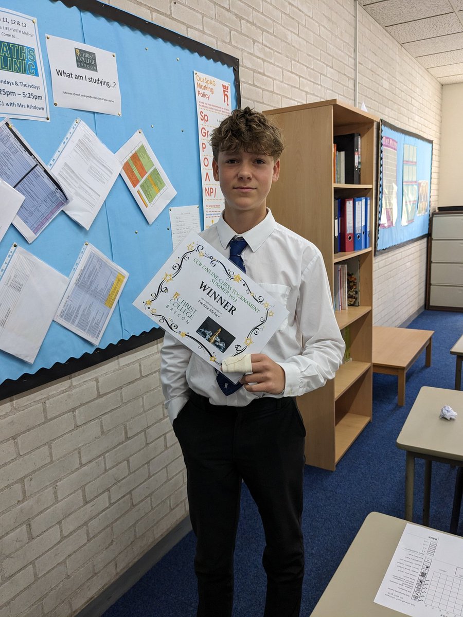 The winner of our first online chess tournament, beating 20 other competitors- Well done, Freddie!