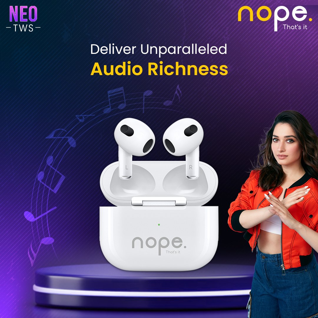 'Embark on an enchanting auditory journey with NOPE Neo TWS, where captivating melodies unveil unparalleled audio richness, transcending ordinary soundscapes.'
.
.
.
#nope #thatsit #wirefree #besttws #neo #bestsound #earbuds #handsfree #tws #bestearbuds #dolbysound #calling