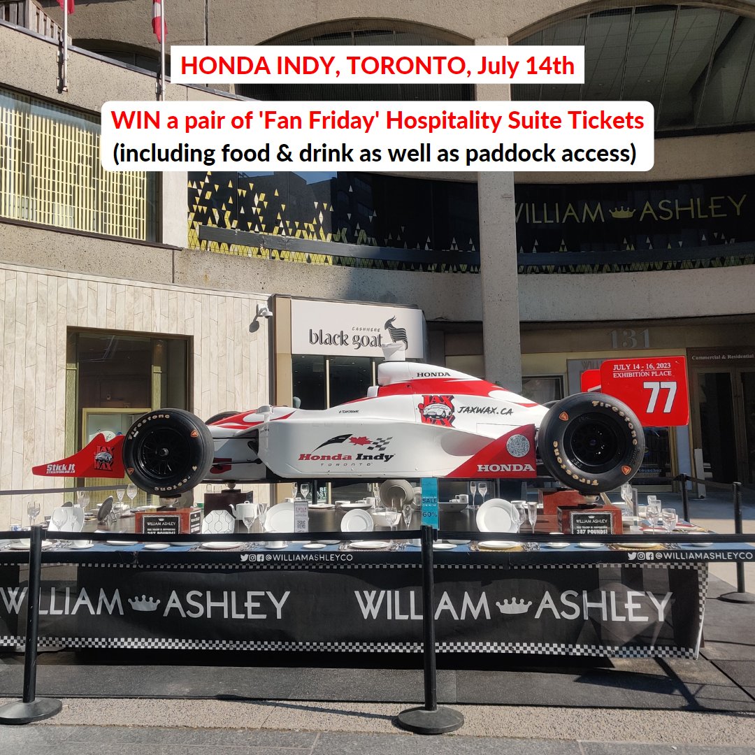 WilliamAshleyCo's tweet photo. TO WIN, visit us at 📍131, Bloor Street, West and share a picture of the Honda Indy car on Wedgwood teacups on your profile.
😍First 2 people to tweet and tag @williamashleyco will win*

*Participant must be 19 years+ to be eligible &amp; will have to perform a skill test.

#WMAindy https://t.co/StJvOtmP1q