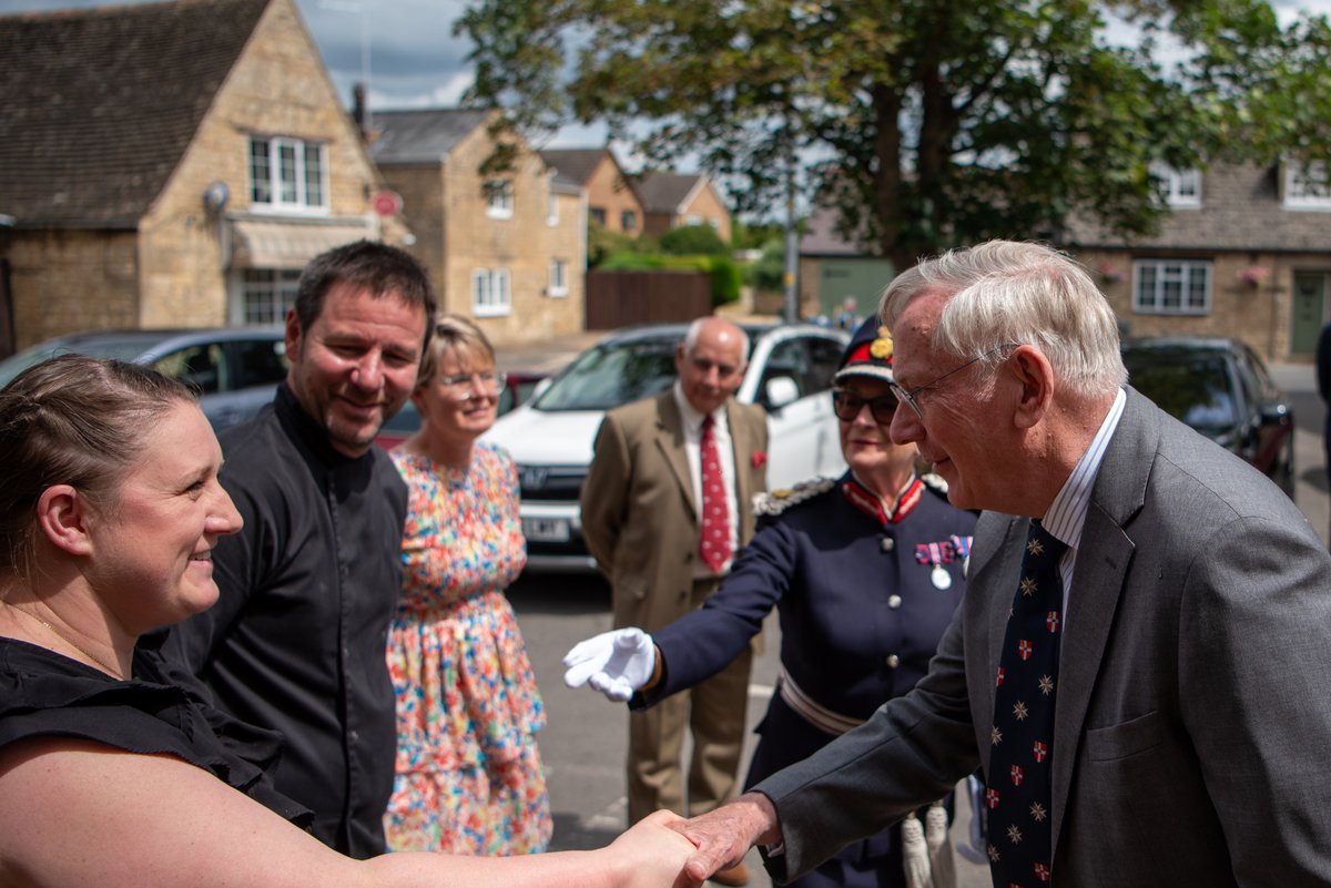 rutlandcouncil's tweet photo. His Royal Highness The Duke of Gloucester viewing restoration work at St John Church in #Ryhall, before a tour of The Green Dragon pub’s medieval vaulted beer cellar: https://t.co/gxSH2VYcia https://t.co/emNO2DkQhf