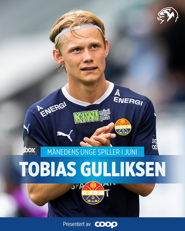 fotballbloggcom's tweet image. Strømsgodset-spiller Tobias Gulliksen er kåret til månedens unge spiller i juni i Eliteserien. #Strømsgodset #TobiasGulliksen
