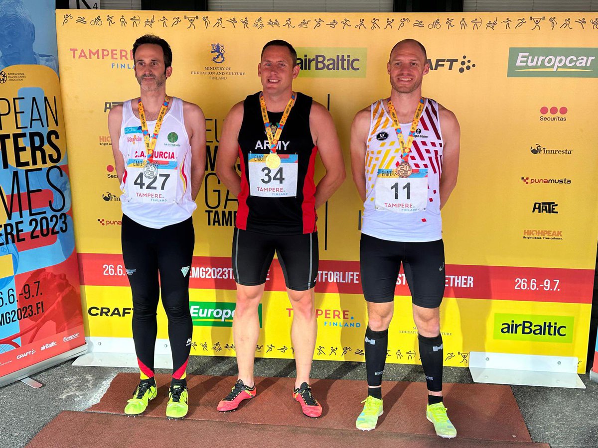 Nickcdo1's tweet photo. It’s Gold… 🥇 

Last night I won the M35+ 110m hurdles at the European Master Games in Tampere in Finland. 

@AbingdonAC 
@UKArmyLogistics 
@RLCCorpsSM https://t.co/qlPNp5zosf