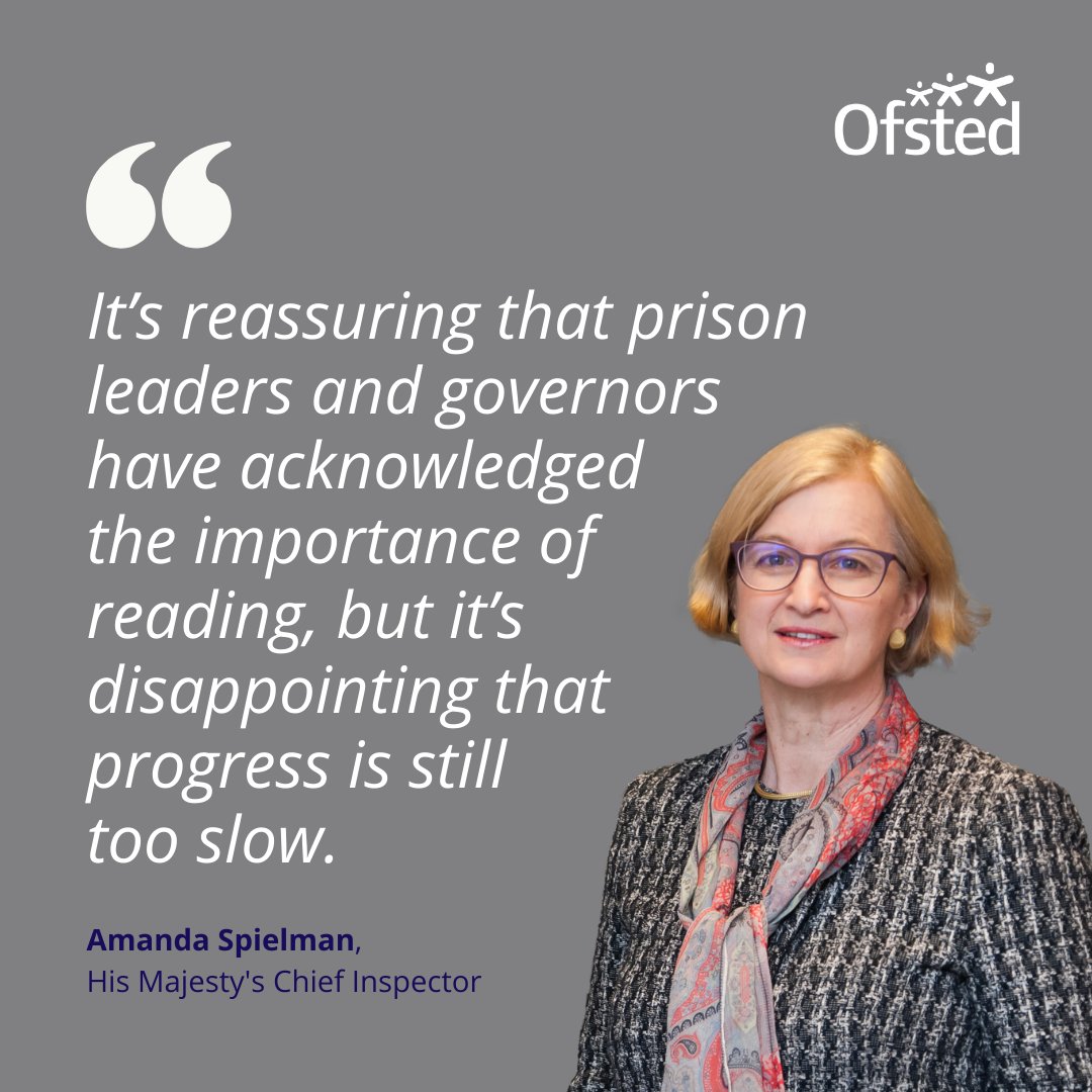 Last week we released our joint follow-up report with <a href="/HMIPrisonsnews/">HMI Prisons</a> on the quality of reading education in prison, highlighting slow progress.

Read more here: ow.ly/2EkW50P3aYM