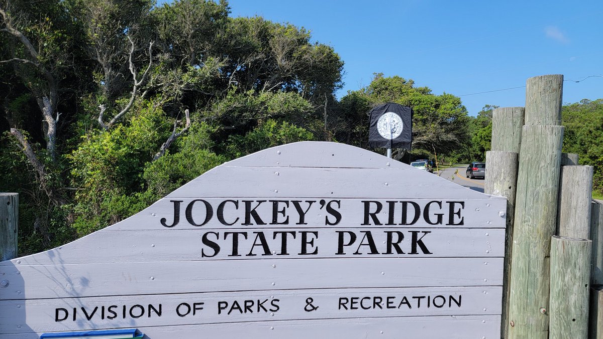 WOBXNEWS's tweet photo. Coming up at 10 a.m. is the unveiling of the North Carolina Highway Historical Markers for Carolista Baum at the entrance to Jockey's Ridge State Park. Watch it LIVE on the @WOBXNews https://t.co/xplFxEWuVi https://t.co/HLvCpW3PXx