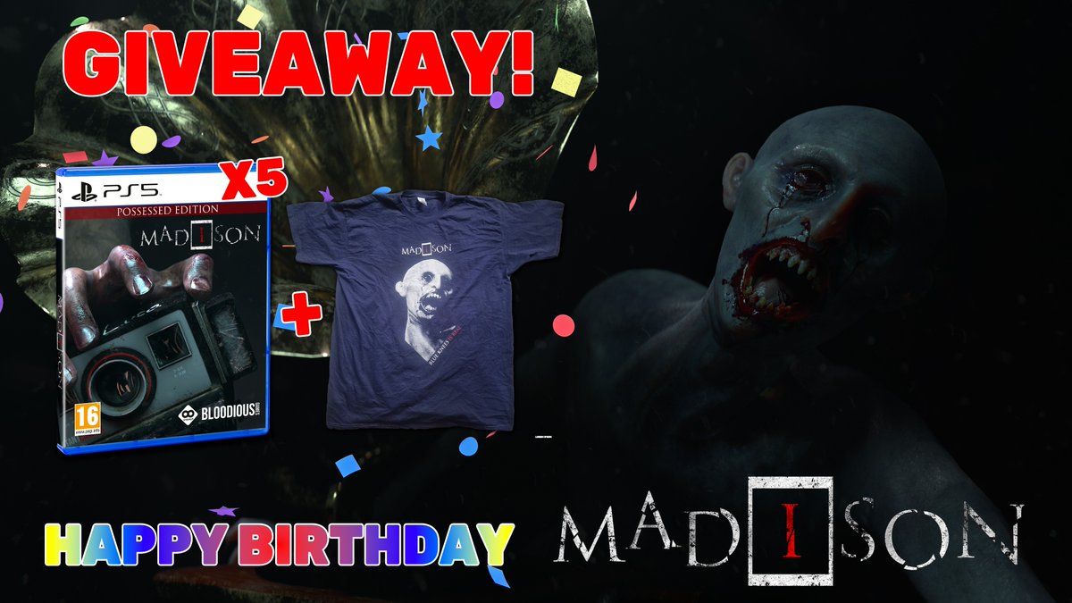 PerpGames's tweet image. They grow up so fast! 🥲 MADiSON The Scientifically SCARiEST Horror game of ALL time, released one year ago today! 🎂🎉

To celebrate, we're giving away 5 copies of the game + goodies &amp;amp; a T-shirt 💿👕

To enter: Follow @PerpGames, LIKE + RT 
#MADiSON #Gaming #PerpGames

🏁 13/07
