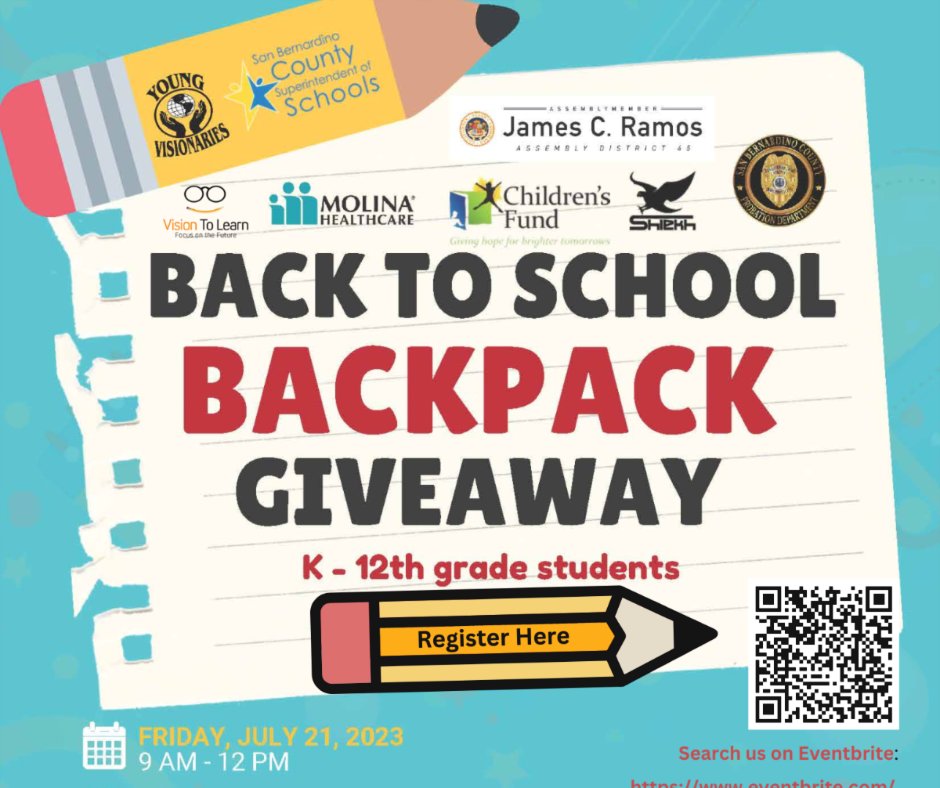 Be a Vendor at one of the largest #BacktoSchool #Backpack #Giveaways In the #InlandEmpire Follow link for more details conta.cc/3re7HZP
conta.cc/46PFHvY