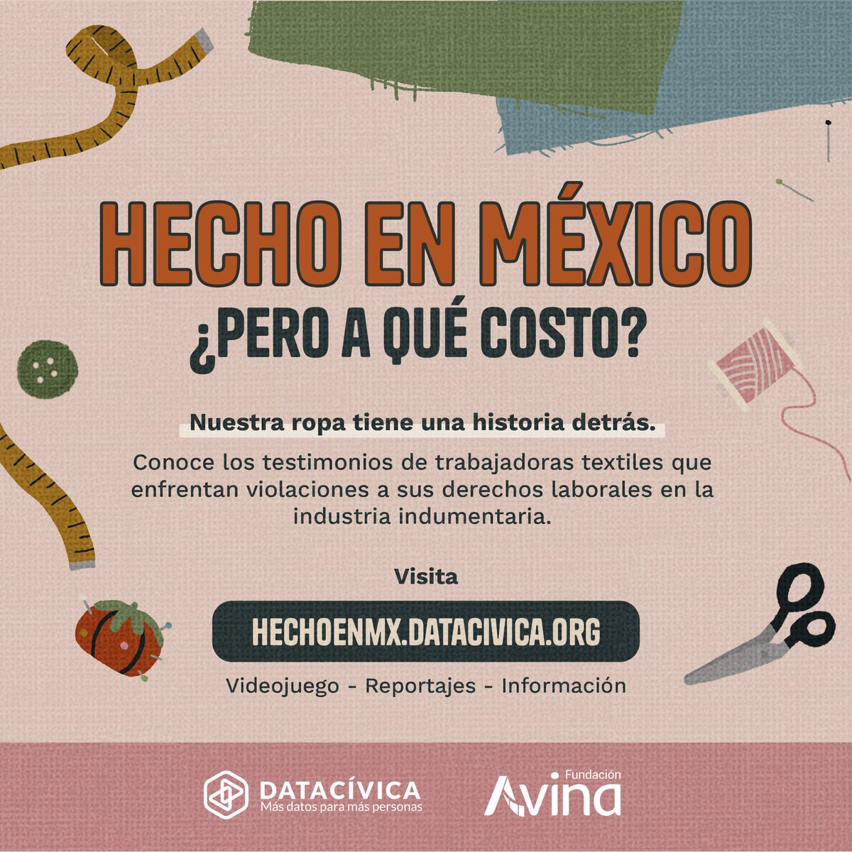 ✨ Hoy lanzamos #HechoEnMéxico, ¿pero a qué costo?, un proyecto en alianza con <a href="/PdPagina/">Pie de Página</a> para visibilizar las historias de millones de trabajadoras textiles que enfrentan violaciones a sus derechos en la industria indumentaria 🧵.

Infórmate y visita 👉 hechoenmx.datacivica.org
