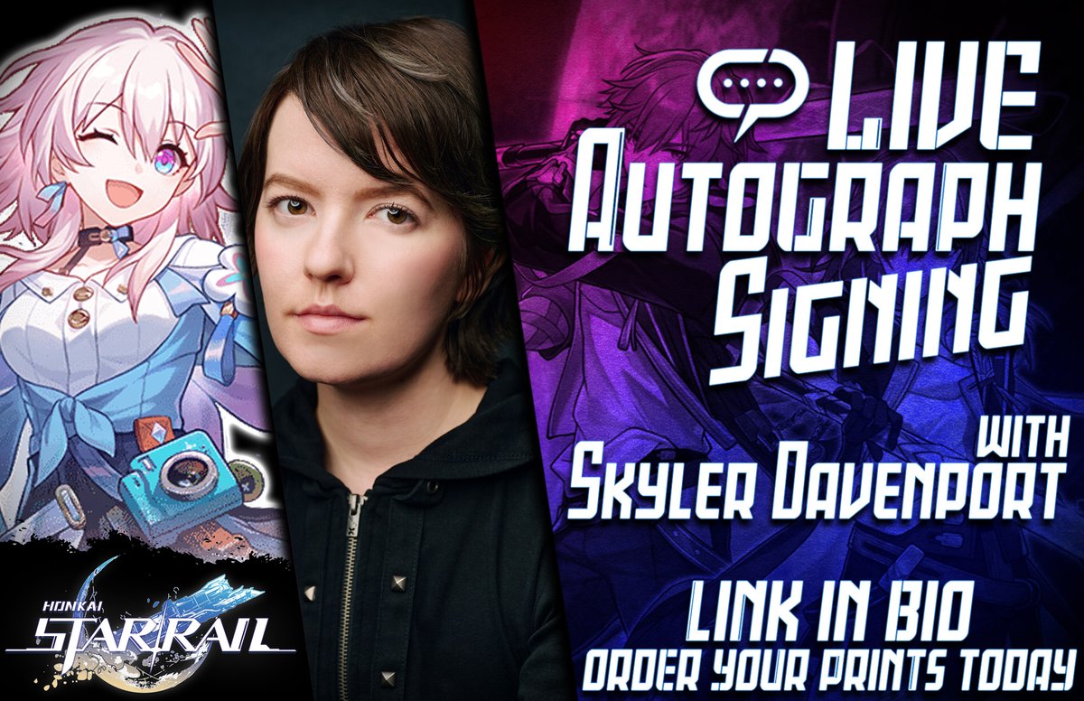 StreamilyLive's tweet photo. TODAY - The amazing Skyler Davenport @TheBlindPsychic the voice of March 7th from @honkaistarrail will be signing LIVE July 7th
https://t.co/4THujgvJ58
#HonkaiStarRail #StarRail #Honkai #March7th #Sophie #SeeforMe #Sarah #FinalFantasyVII #RinoaHeartilly #FinalFantasyDissidia https://t.co/kGXDMnPjt5