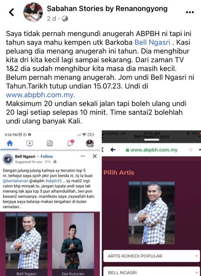 andychester_'s tweet image. Tadi post ni lalu kat fb, i simple je i nampak Bell Ngasri i undi, semua 20 undi i for you je Bell, good luck! abpbh.com.my