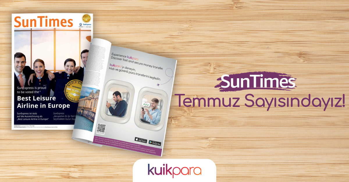 SunTimes Temmuz sayısındayız. 💸✈️
Paranız kuikpara ile sınırları aşar, dünyanın her köşesine güvenle ve hızla ulaşır! 💜

#kuikpara #sunexpress #suntimes