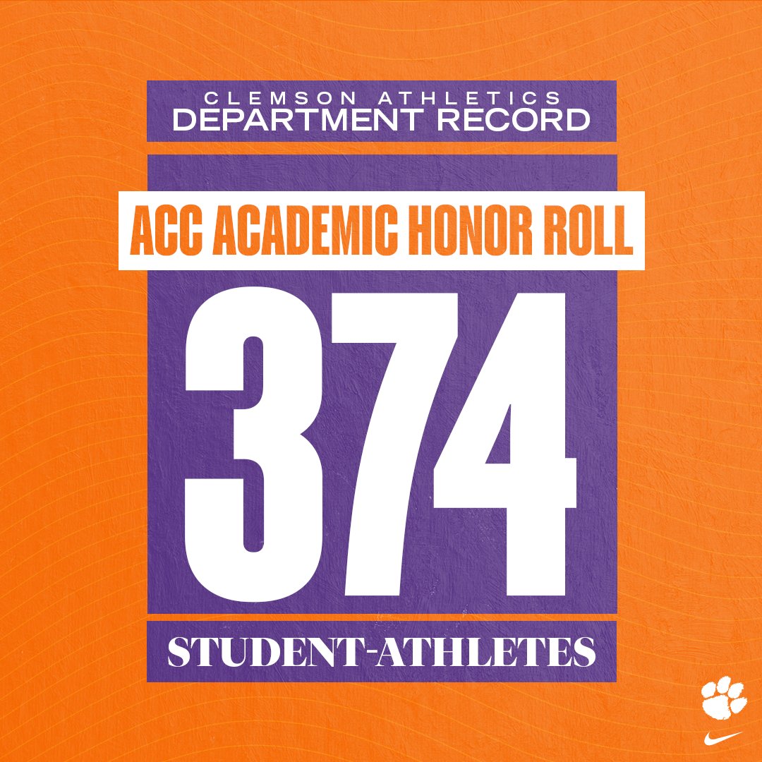 ClemsonTigers's tweet photo. Our student-athletes continue to show that best is the standard 🧡💜
