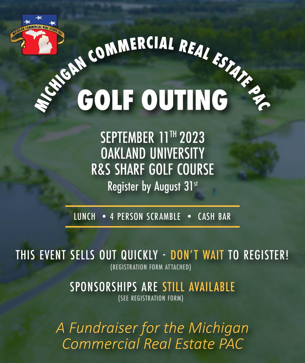 CorbcoVentures's tweet photo. ⛳Mark your calendar, prepare your golf clubs, and join us at the Michigan Commercial Real Estate PAC Golf Outing!
To secure your place, find our registration link here: https://t.co/8VJk748ctj
#CorbcoVentures #MichiganCommercialRealEstate #GolfOuting #Networking https://t.co/1QHTCX0HpV