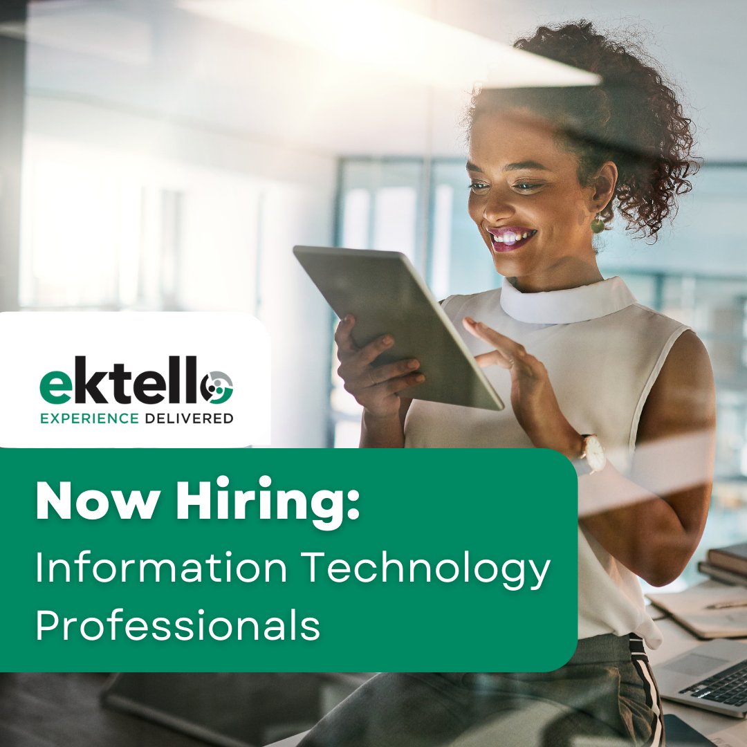 Ready to level up your #IT career?

#ektello is actively seeking skilled and passionate #InformationTechnology professionals like you.

Join our #career portal today and unlock a world of possibilities in the #IT field! nsl.ink/aD3T

#TechCareers #ITJobs #SearchJobs