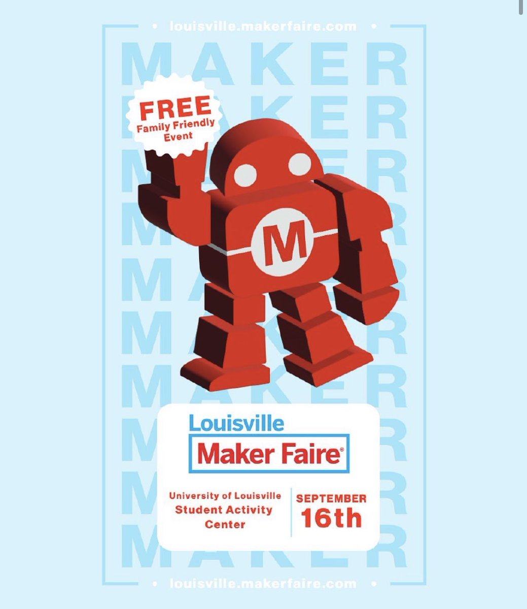 The Louisville Maker Faire is back! Are you a creative looking for a place to share and showcase your work with the community? Sign up on our website at louisville.makerfaire.com/home-page/appl…. The sign up deadline for makers is August, 16th.