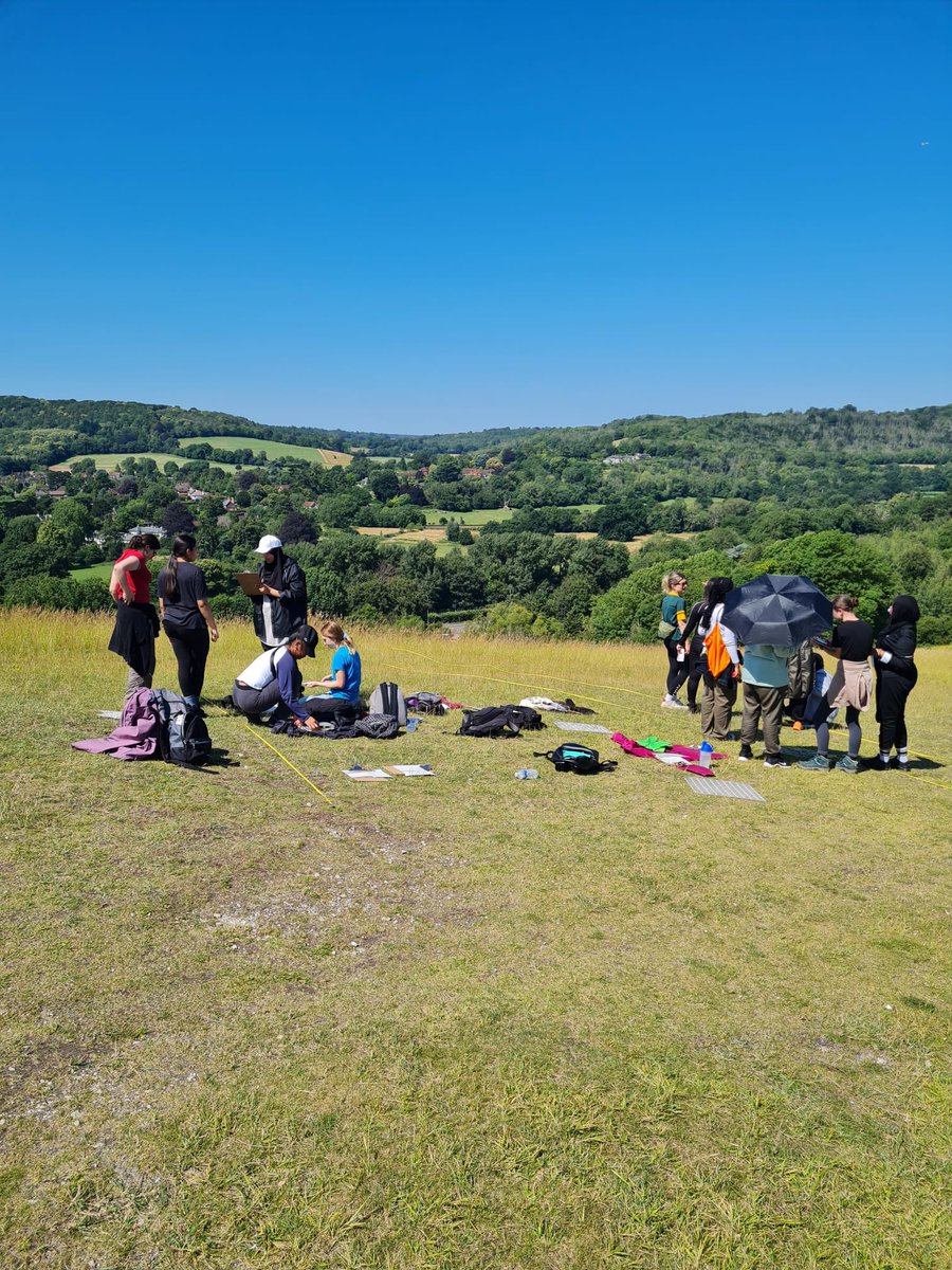 Day 3 of the A level Biology Field Trip and students are completing their own investigations on the effect of trampling on this beautiful calcareous grassland. @FSCJuniperHall