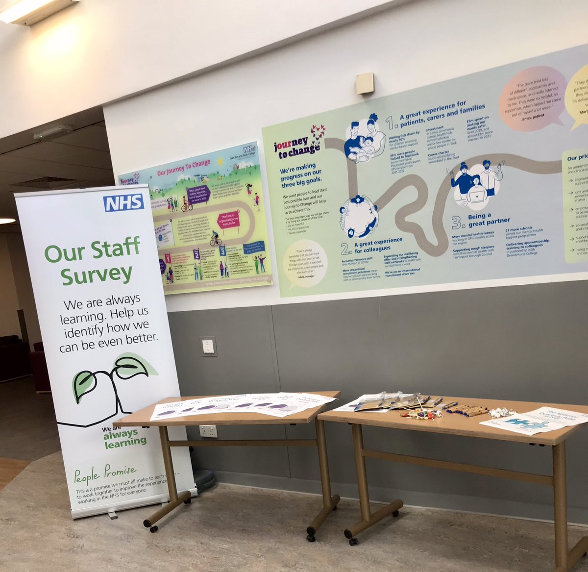 AngelaW47491859's tweet photo. Busy week launching the National Quarterly Pulse Survey for the Organisational Development team, thank you for coming to see us.  You’ve  given us lots of great feedback so far, let’s keep the conversation going and help to make TEWV an even better place to work #TEWV https://t.co/uVGSwNYLoy
