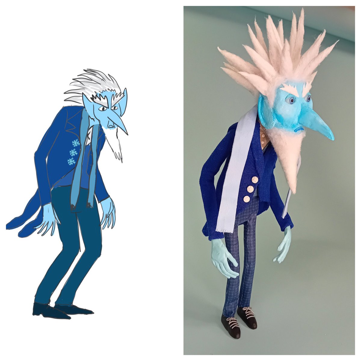 From sketch to puppet - And just like that we welcome Jack Frost! Watch this space #arthurschristmastale <a href="/shelterscotland/">Shelter Scotland</a> <a href="/Clubhouse_GLA/">Clubhouse</a> @KnightswoodP <a href="/AntoninePrimary/">Antonine Primary 💫</a> <a href="/HighparkPS/">Highpark Primary & LCR</a> <a href="/FotheringhamHT/">Ann Fotheringham</a> <a href="/BBCPolliemac/">Pauline McLean</a> <a href="/Nic296284252317/">Nic</a>