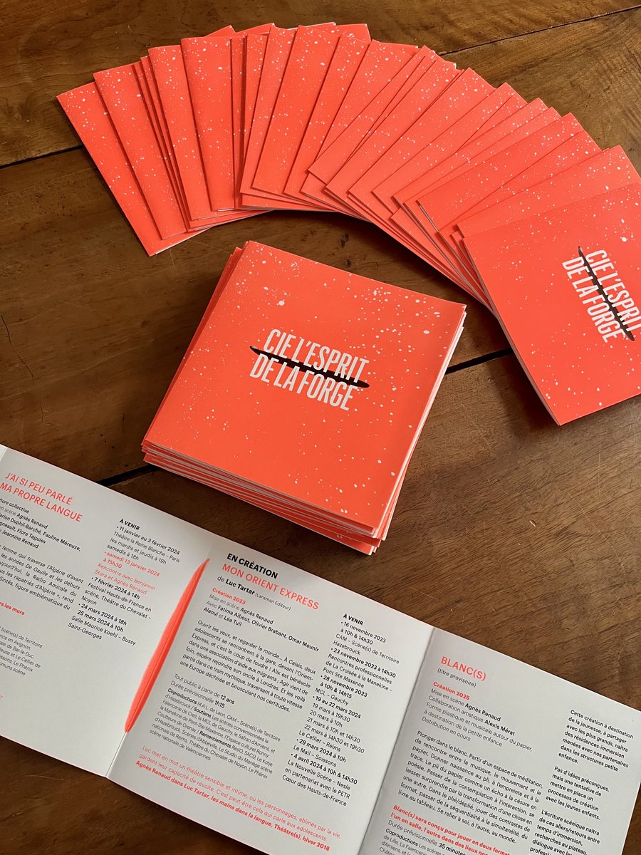 [UN PEU DE COM !]
Les dépliants de saison de la Compagnie sont fraichement arrivés au bureau !
Un grand merci à Jeanne Roualet pour la création graphiste et à l'imprimerie La Passerelle de Château-Thierry !