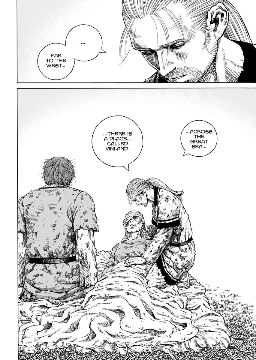 Kristian10l's tweet image. #VINLAND_SAGA #chapter93 
Arnheid dying and Thorfin mentioning Vinland had me crying man